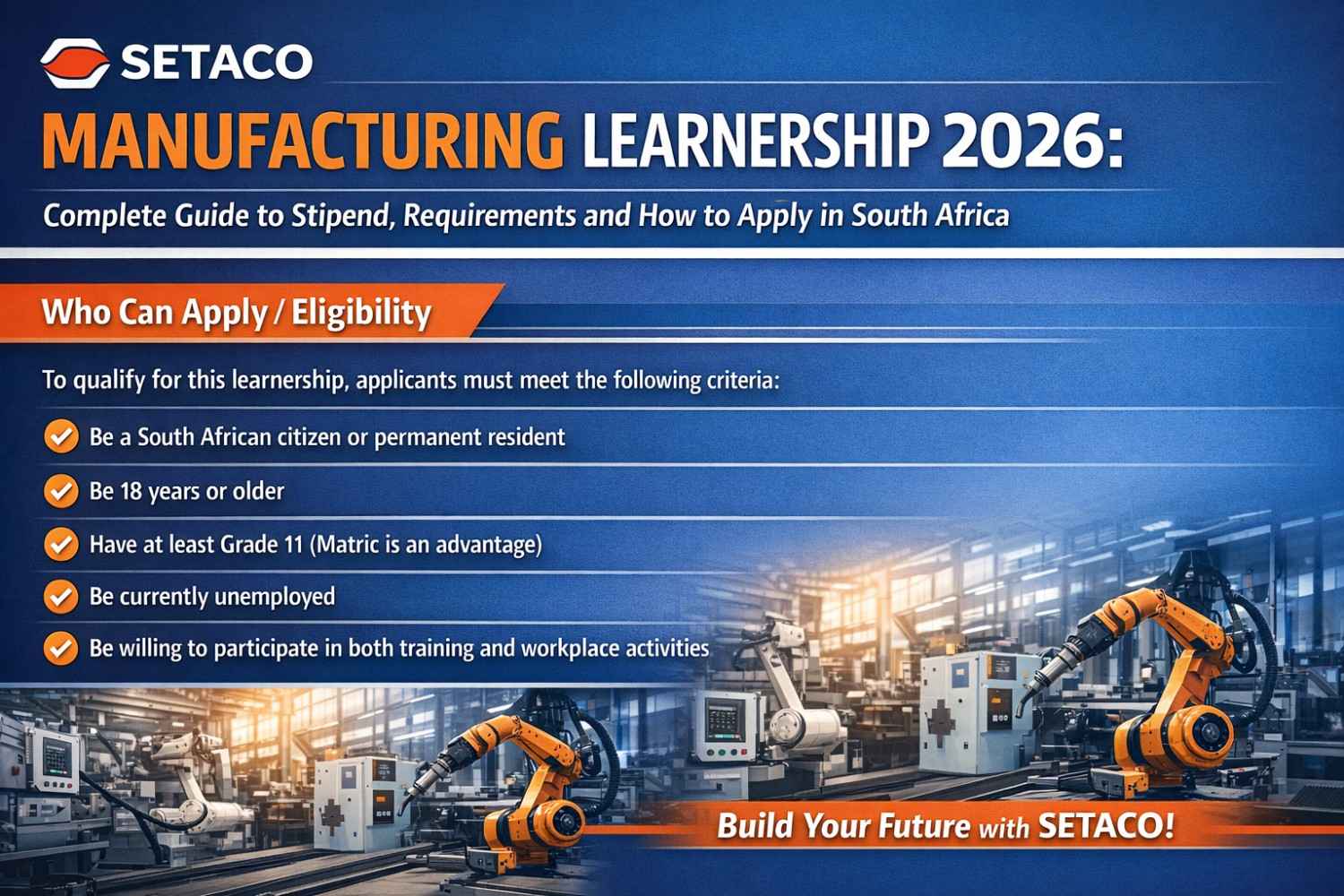 SETACO Manufacturing Learnership 2026