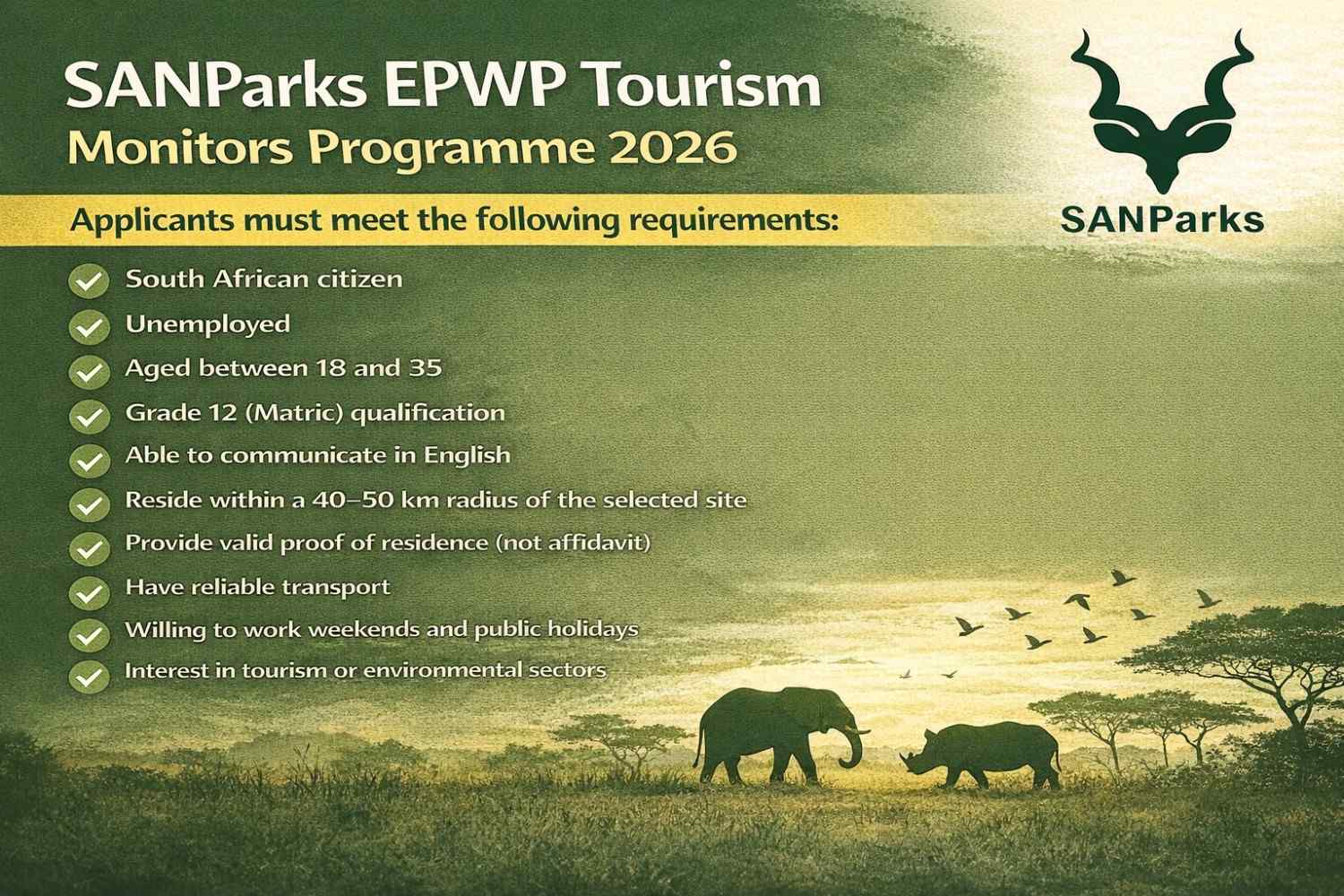 Tourism EPWP Tourism Monitors Programme 2026