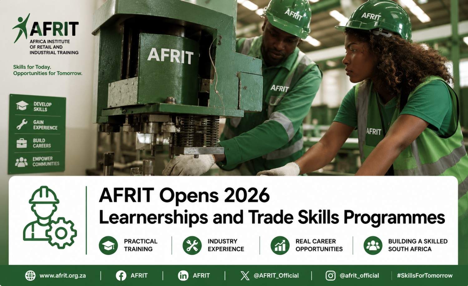AFRIT Opens 2026 Learnerships and Trade Skills Programmes